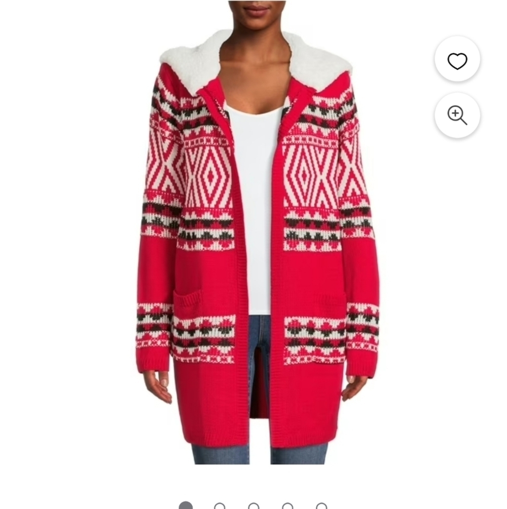 💋5/20 No Boundaries’ Juniors Faux Sherpa Hoodie Cardigan  Large